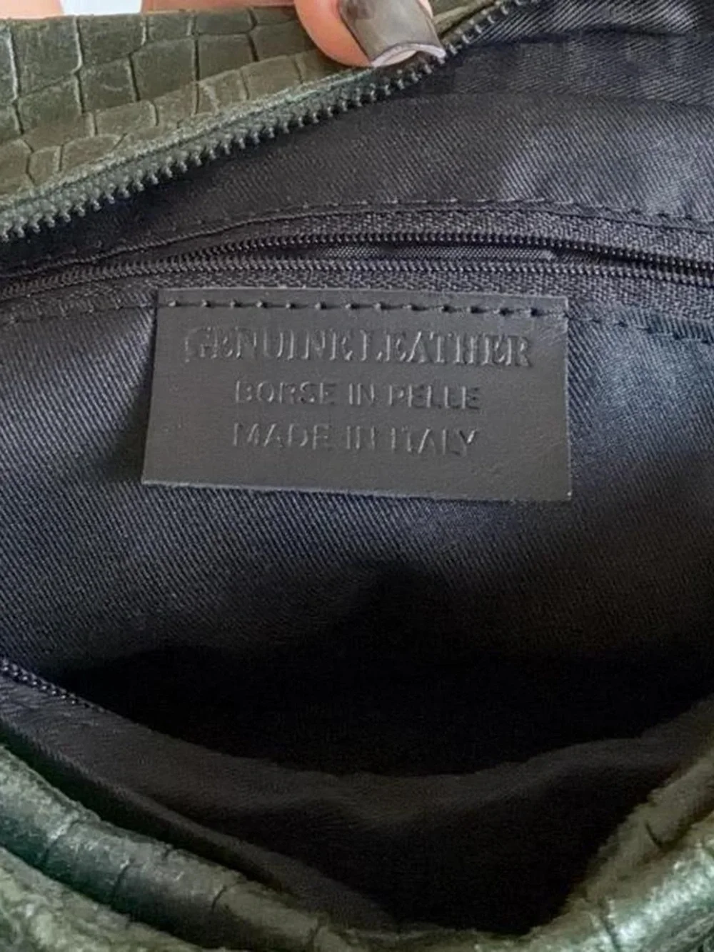 Classic Croc-Embossed Dark Green Tote Bag